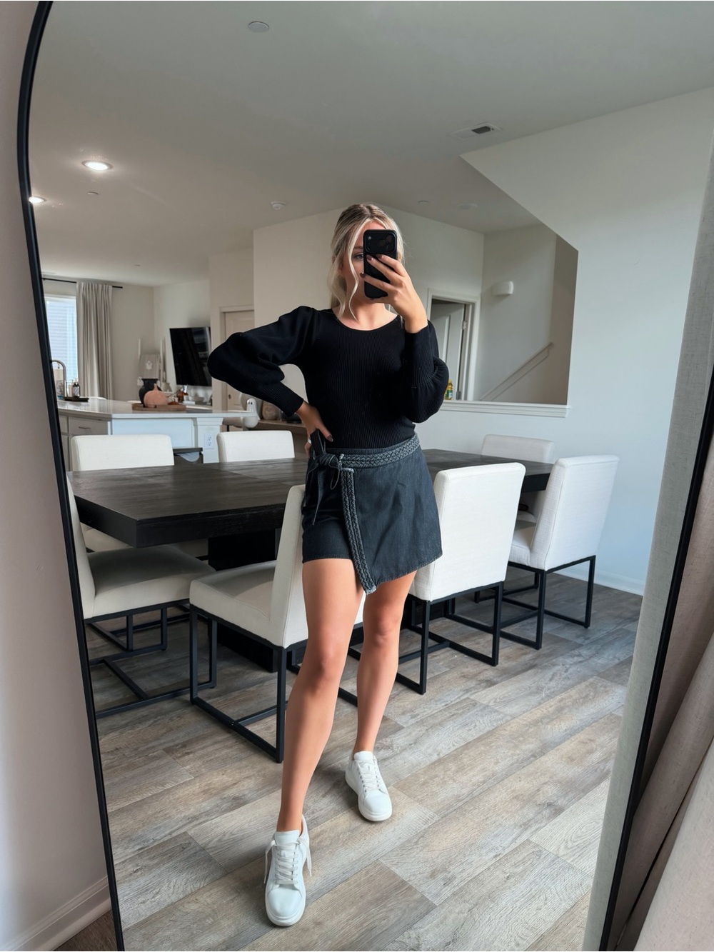 Charcoal denim skirt tie nwt